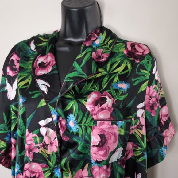 Victoria's Secret Floral Satin Tropical Rose Garden Coquette Pajama Top XXL - Picture 5 of 9